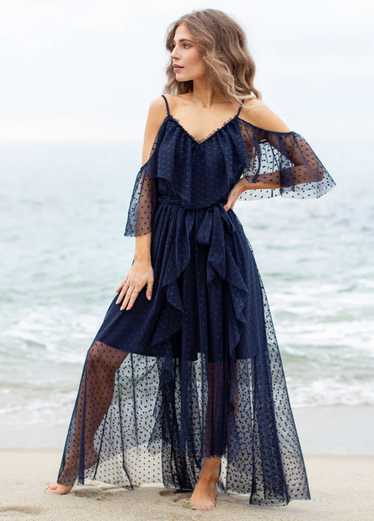 Joyfolie Lauryn Dress in Navy Blue