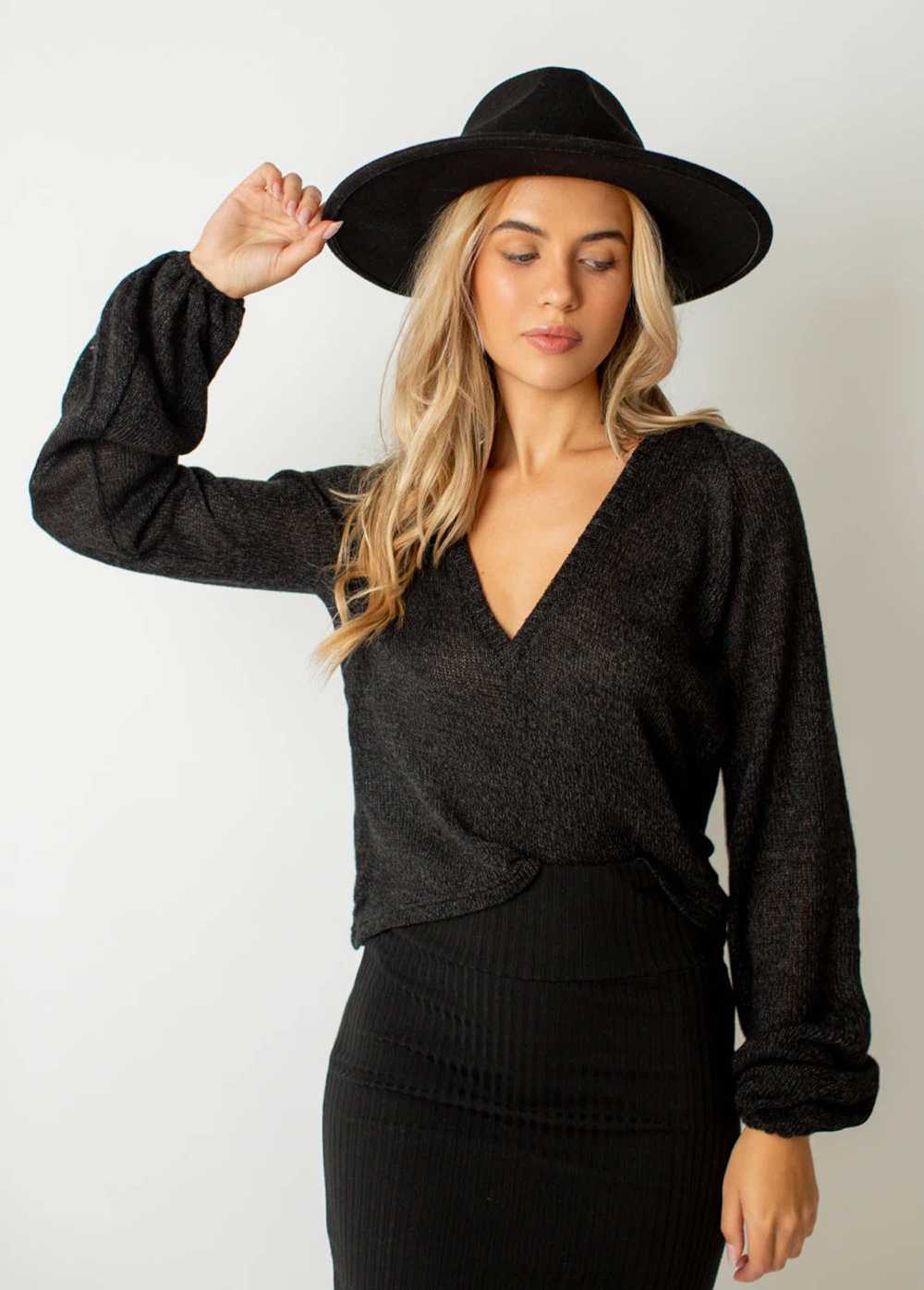 Joyfolie Ottoline Sweater in Heather Black - image 2