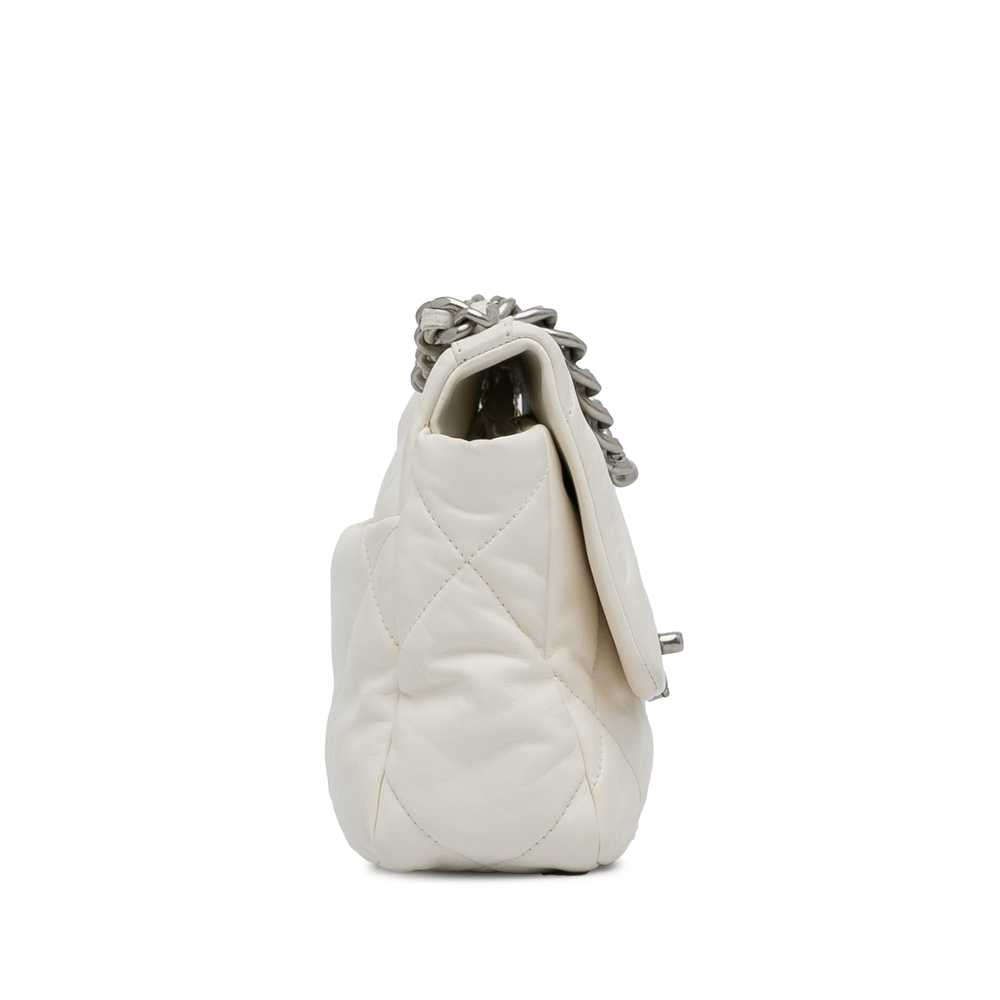 White Chanel Medium Lambskin 19 Flap Satchel - image 3