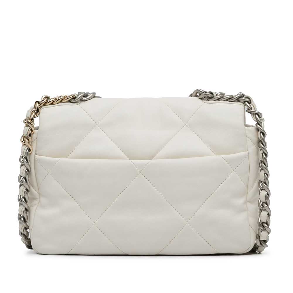 White Chanel Medium Lambskin 19 Flap Satchel - image 4