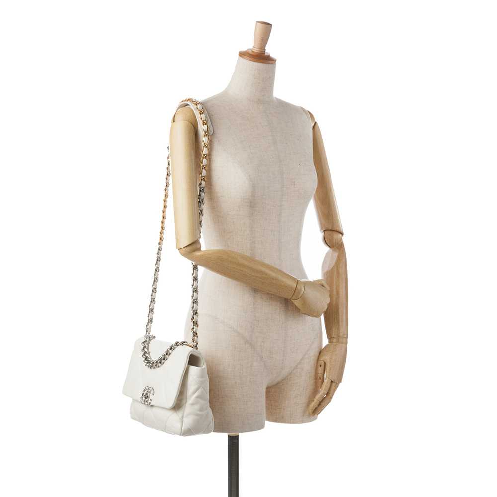 White Chanel Medium Lambskin 19 Flap Satchel - image 6