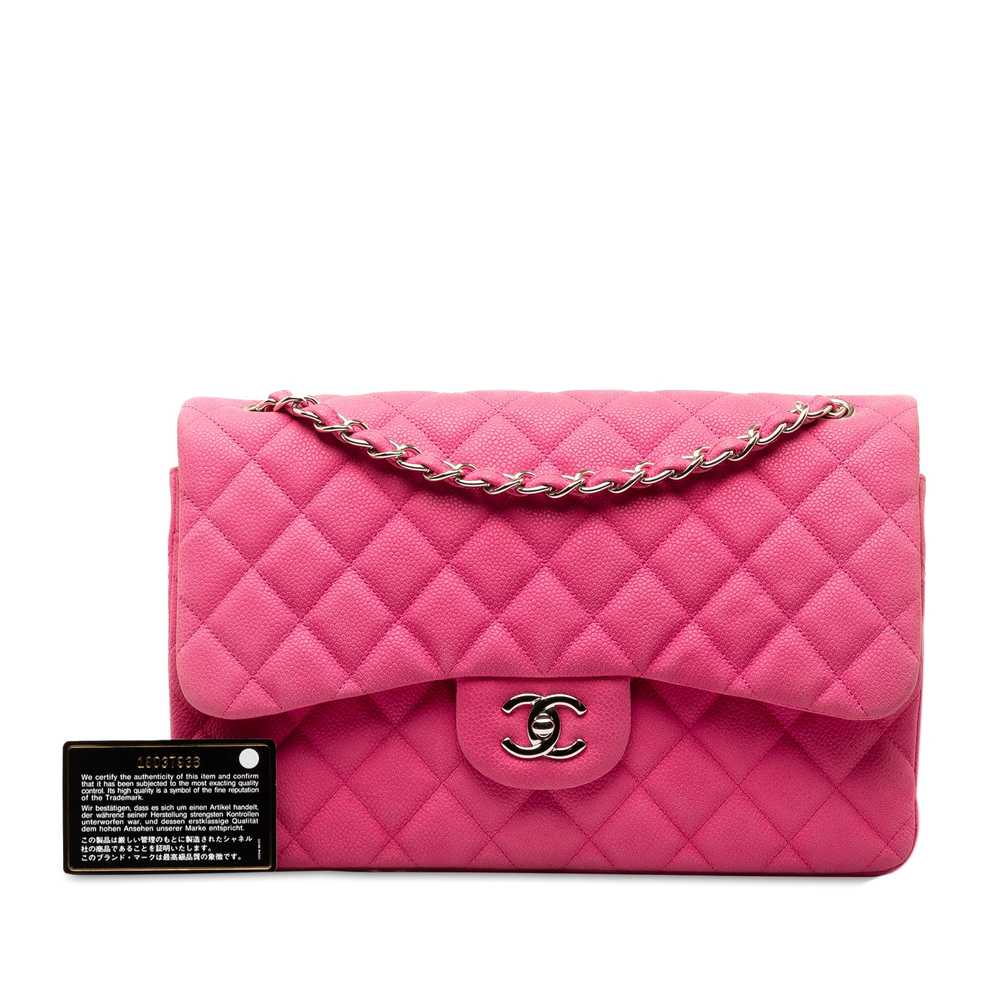 Hot Pink Chanel Jumbo Classic Caviar Double Flap … - image 12