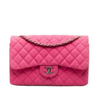 Hot Pink Chanel Jumbo Classic Caviar Double Flap … - image 1