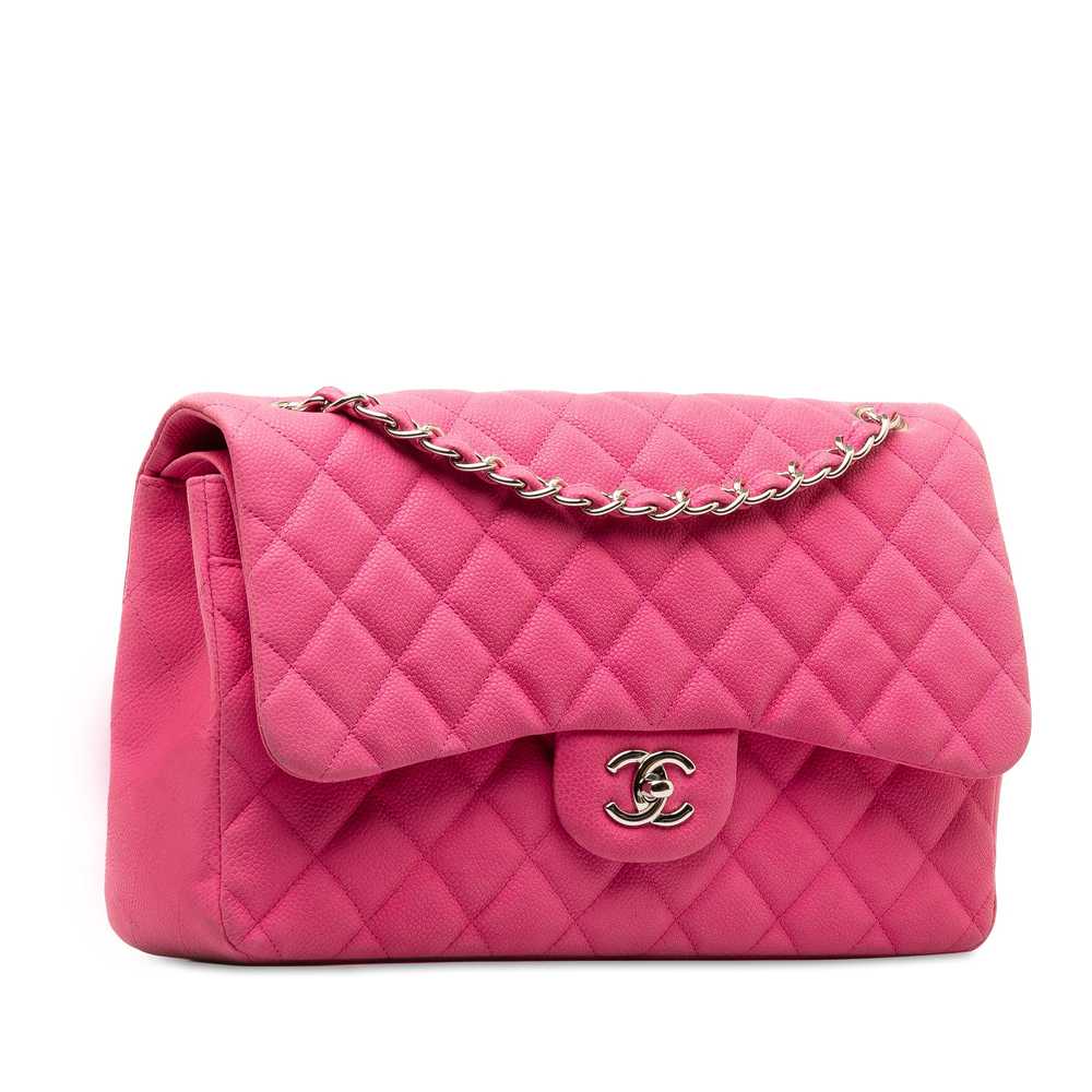 Hot Pink Chanel Jumbo Classic Caviar Double Flap … - image 2