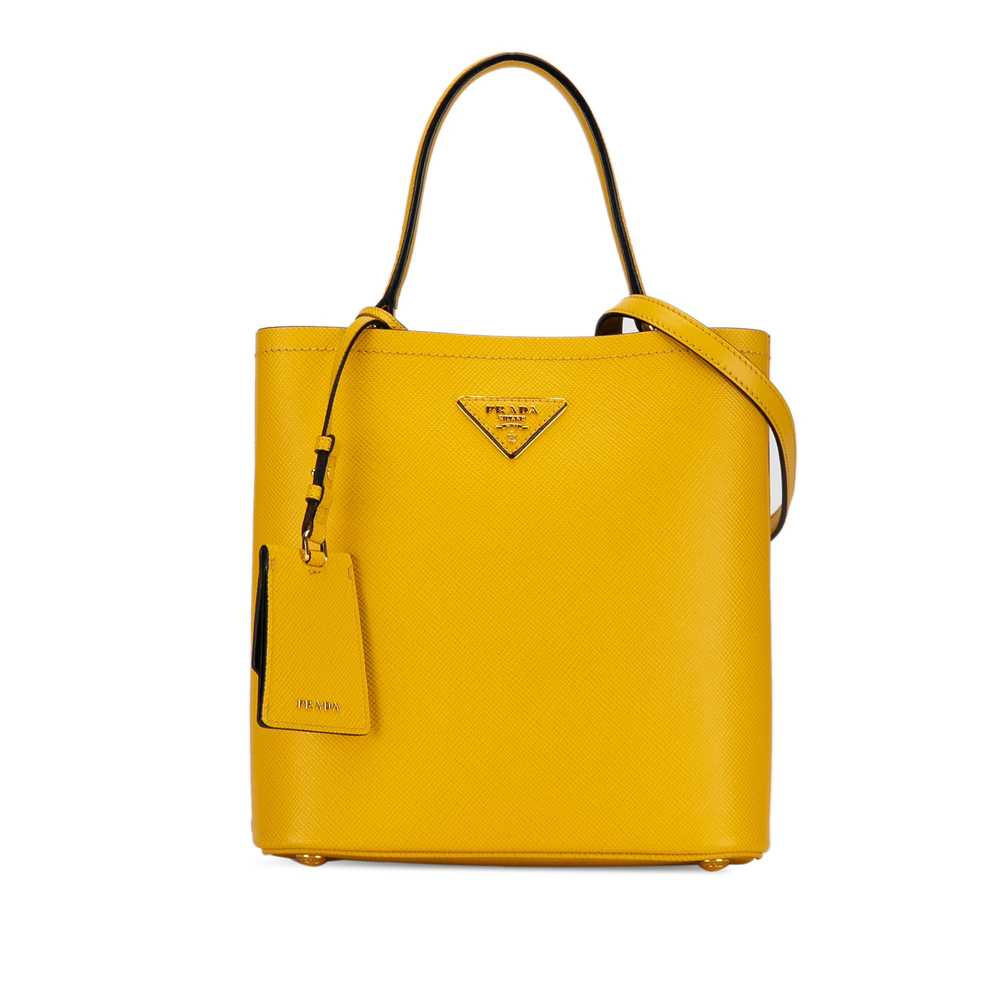 Yellow Prada Medium Saffiano Cuir Panier Satchel - image 1