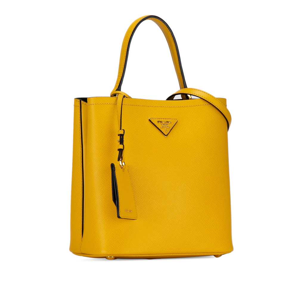 Yellow Prada Medium Saffiano Cuir Panier Satchel - image 2