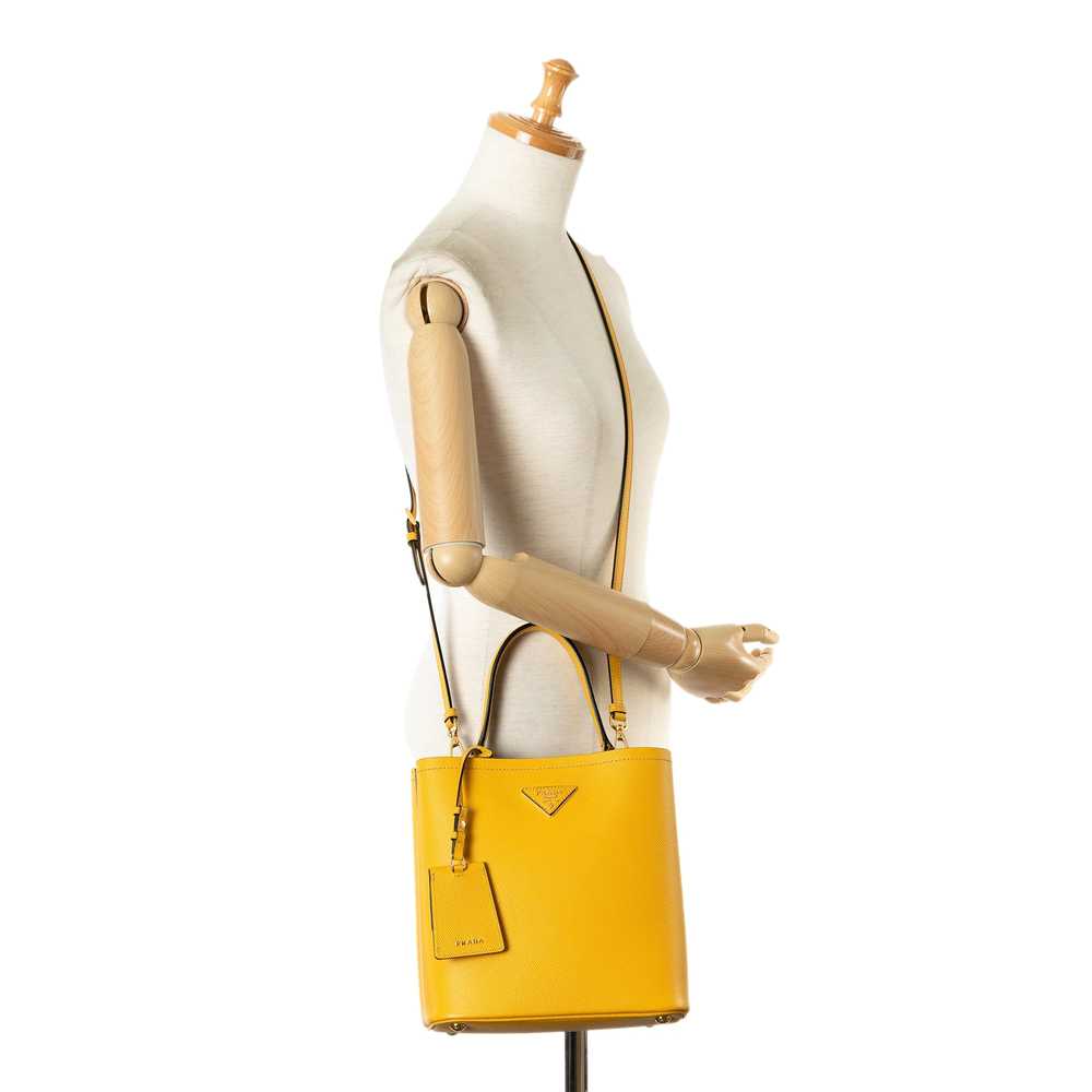 Yellow Prada Medium Saffiano Cuir Panier Satchel - image 8