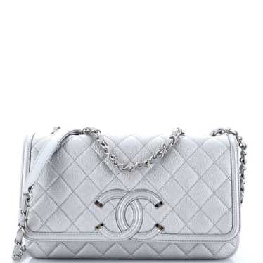 CHANEL Filigree Flap Bag Quilted Caviar Medium - image 1