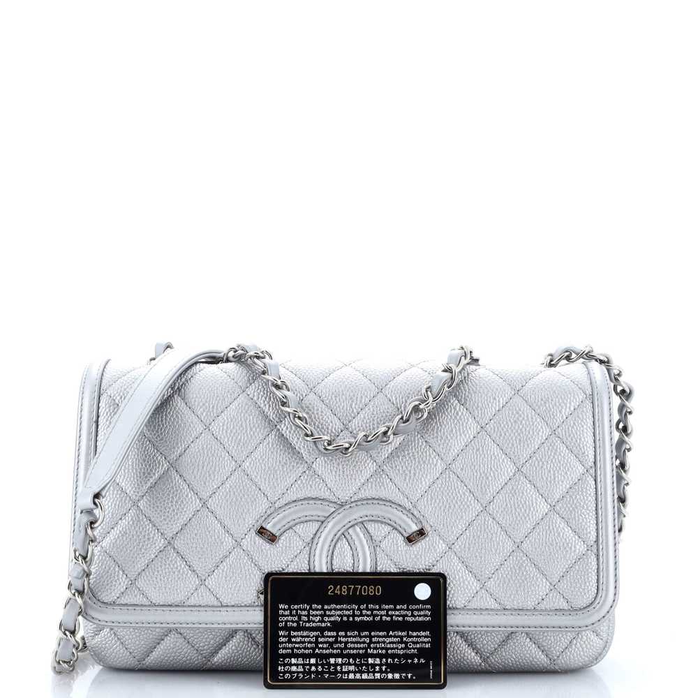 CHANEL Filigree Flap Bag Quilted Caviar Medium - image 2