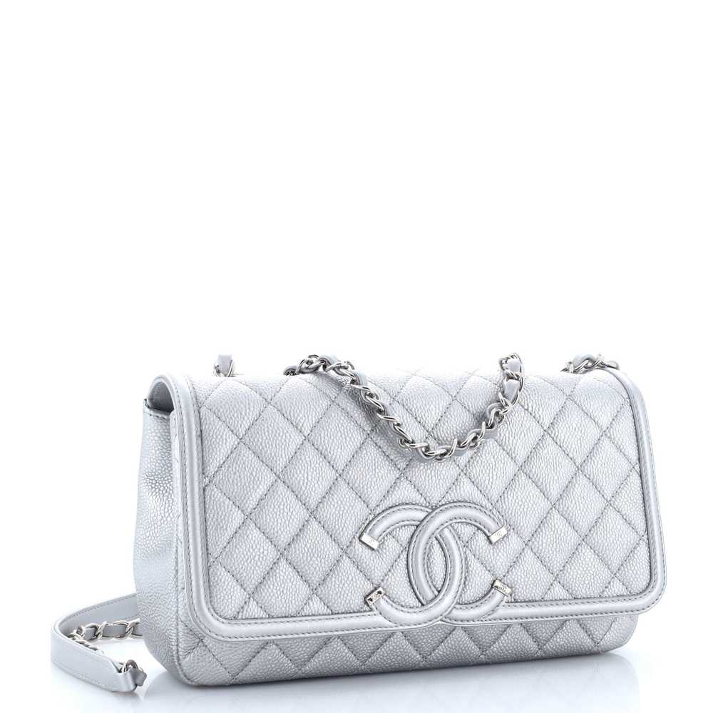 CHANEL Filigree Flap Bag Quilted Caviar Medium - image 3