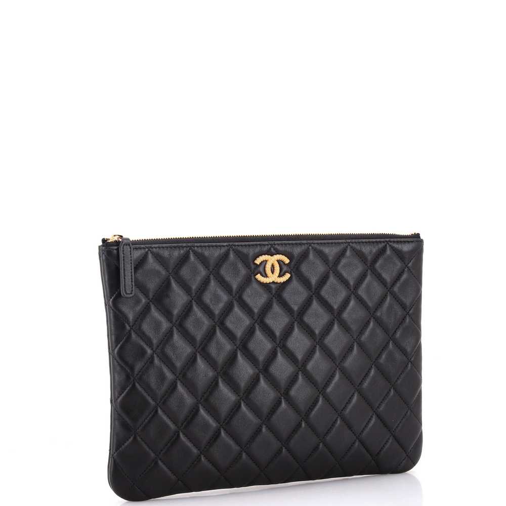 CHANEL Textured CC O Case Clutch Quilted Lambskin… - image 2