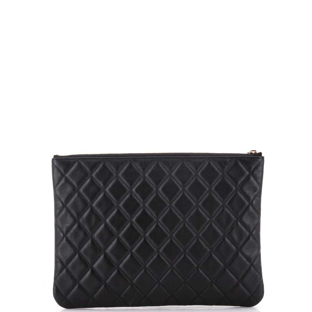 CHANEL Textured CC O Case Clutch Quilted Lambskin… - image 3