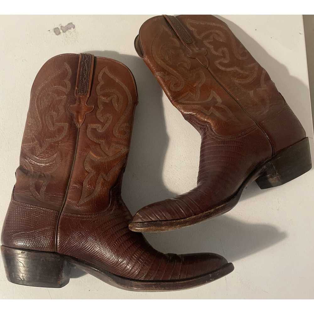 Lucchese LUCCHESE Cognac Brown Western Lizard Boo… - image 12