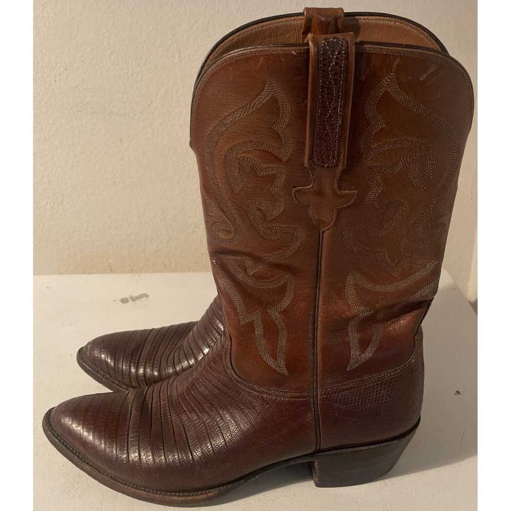 Lucchese LUCCHESE Cognac Brown Western Lizard Boo… - image 8