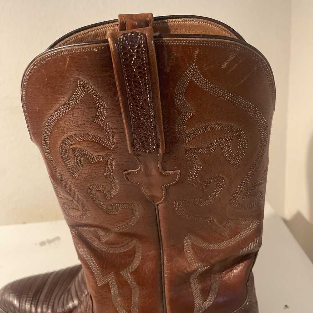 Lucchese LUCCHESE Cognac Brown Western Lizard Boo… - image 9