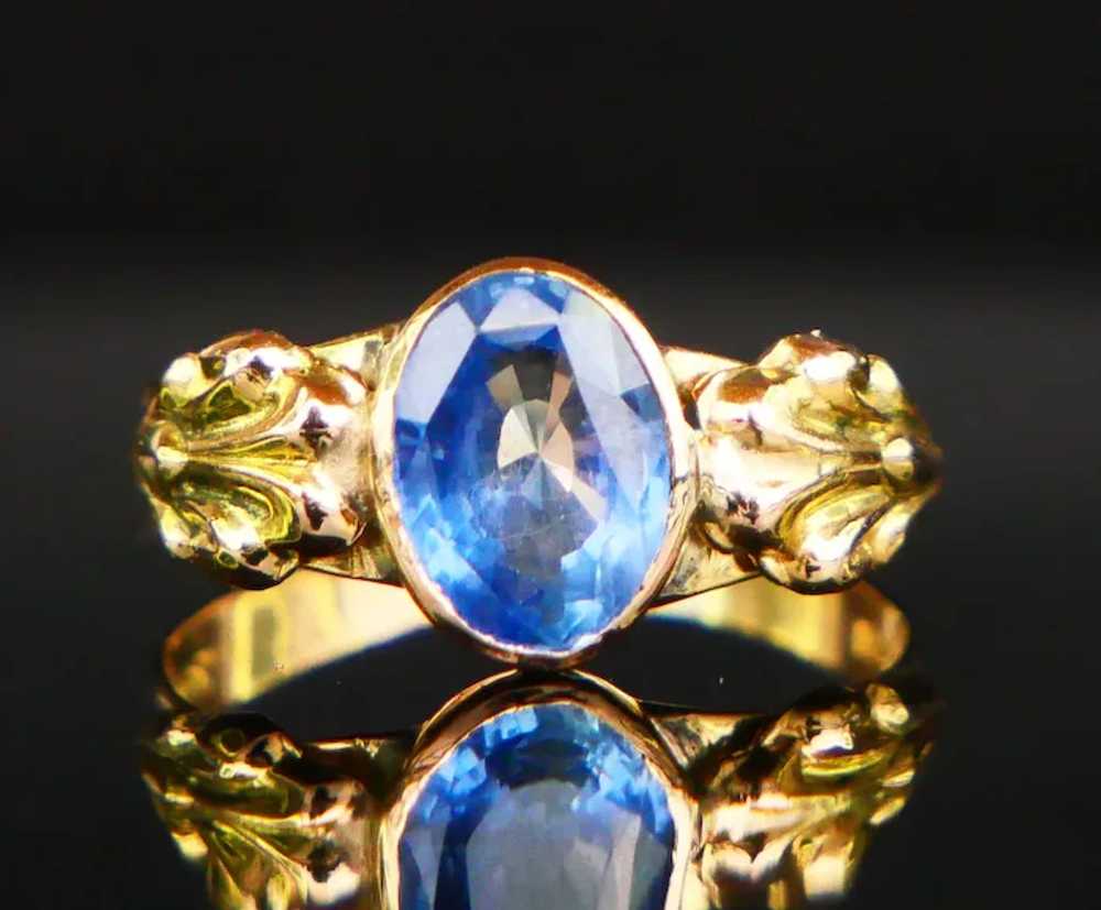 Reserved_ 1918 Ring natural 1.5 ct Cornflower Blu… - image 2