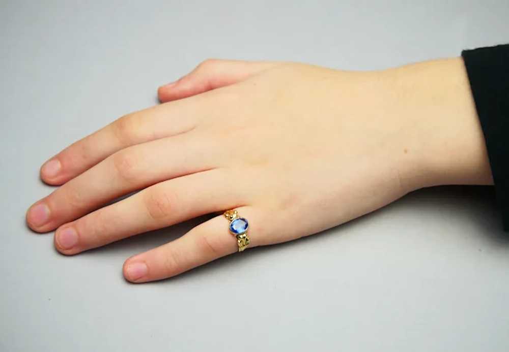 Reserved_ 1918 Ring natural 1.5 ct Cornflower Blu… - image 5