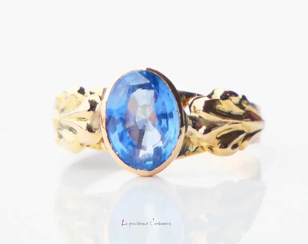 Reserved_ 1918 Ring natural 1.5 ct Cornflower Blu… - image 6