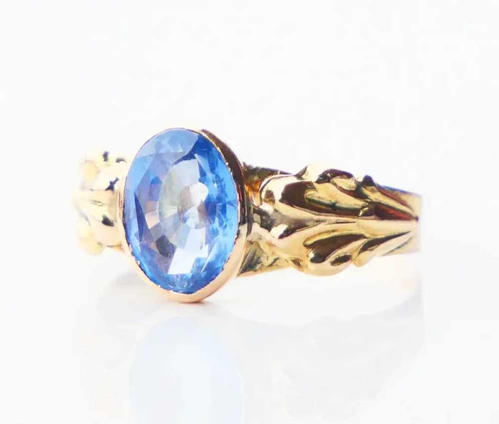 Reserved_ 1918 Ring natural 1.5 ct Cornflower Blu… - image 7