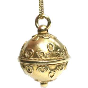 Victorian 9ct gold textured Orb pendant - image 1