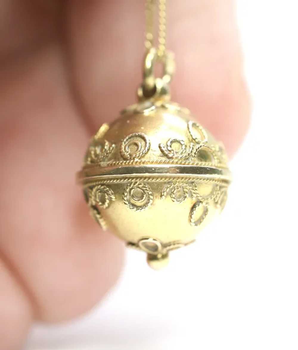 Victorian 9ct gold textured Orb pendant - image 2