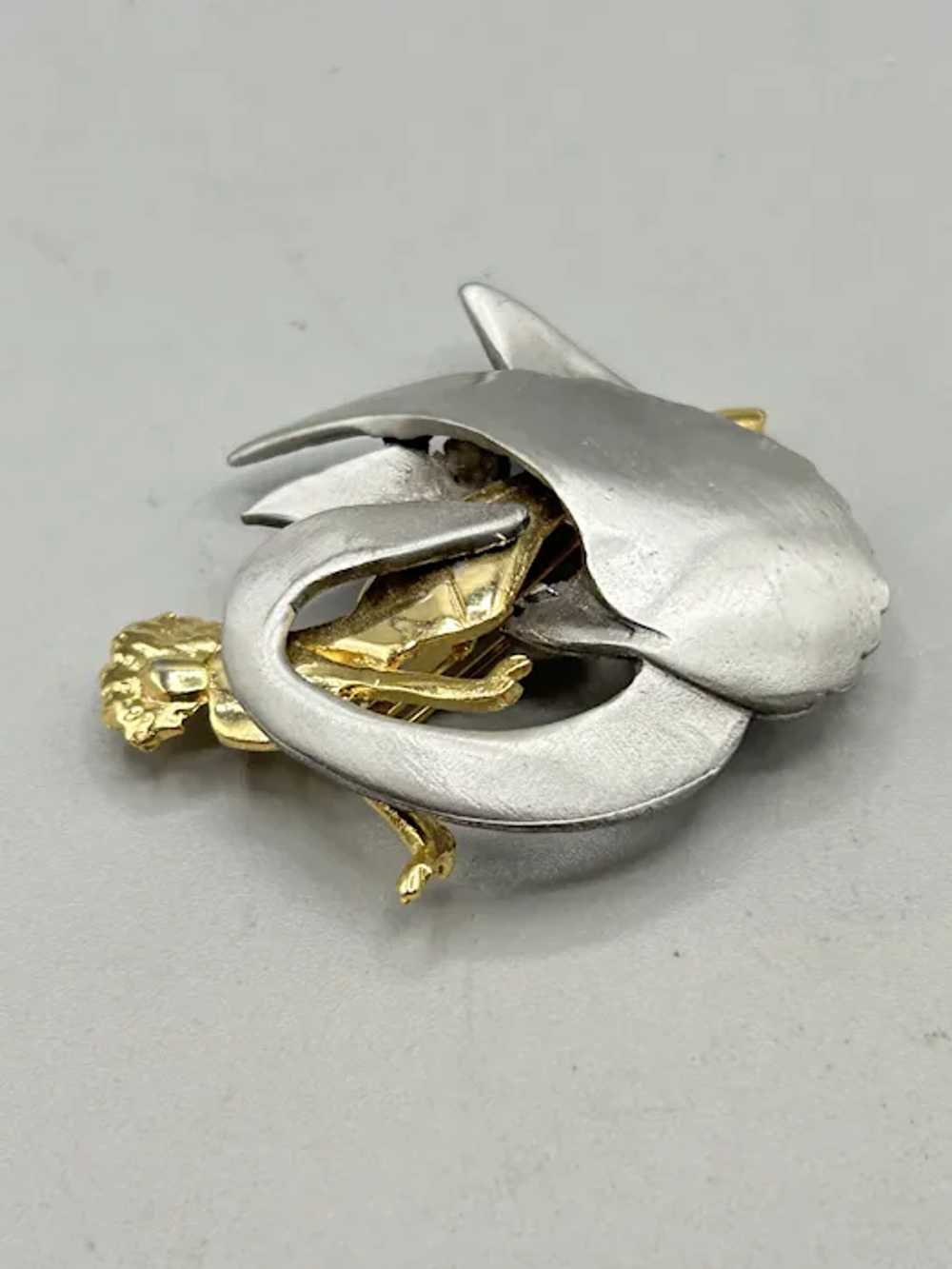 Vintage Ultra Craft Swan & Lady Brooch Pin Two-To… - image 3