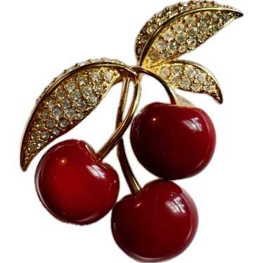 Joan Rivers 3 Cherry Bunch Brooch Pin - image 1