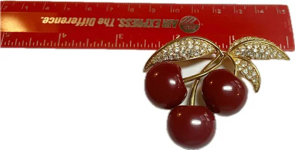 Joan Rivers 3 Cherry Bunch Brooch Pin - image 3