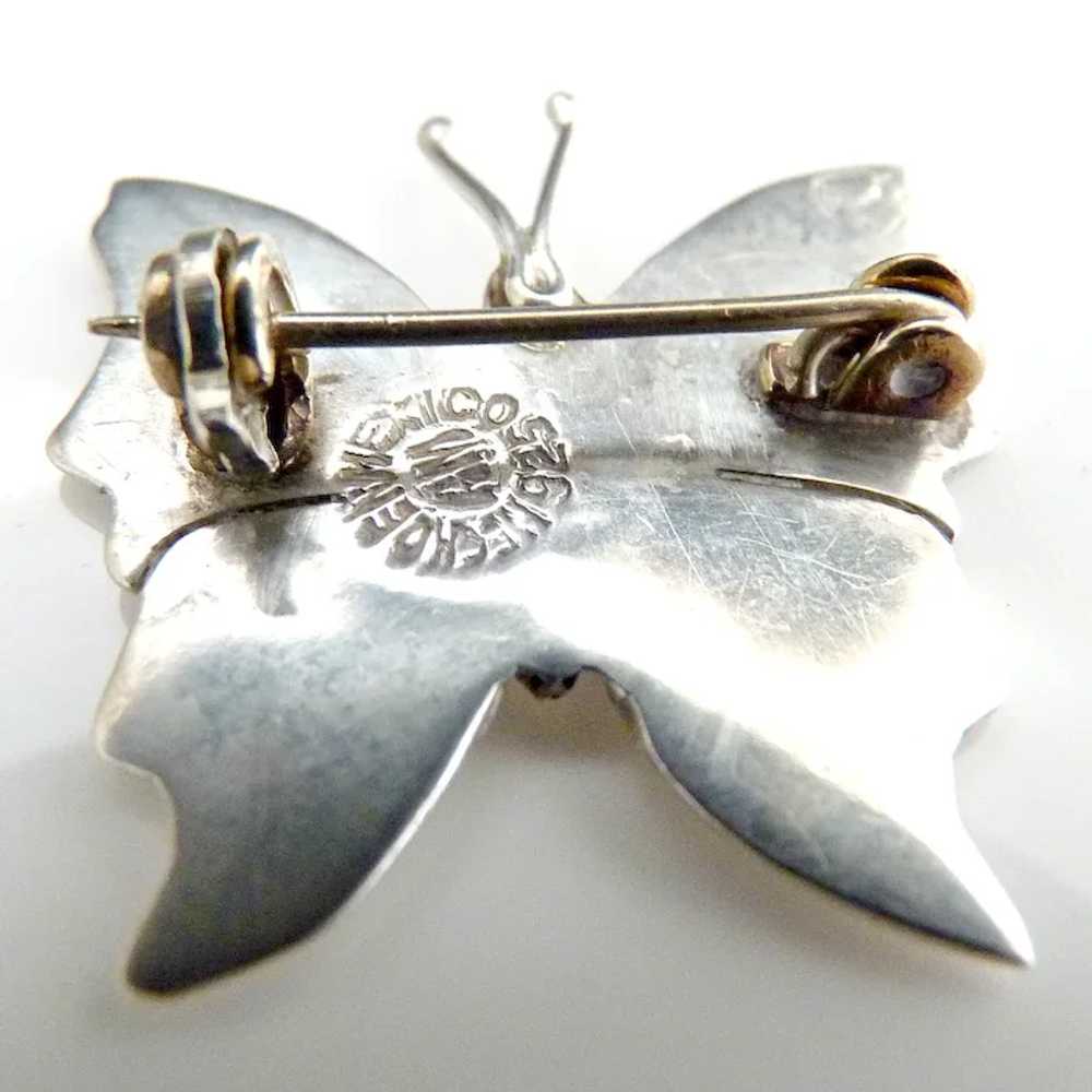 Sterling silver butterfly pin abalone wings Mexico - image 3