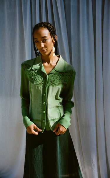 Green Suede Embroidered Jacket