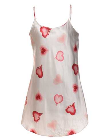 White & Pink Heart Design Strappy Patterned Slip D