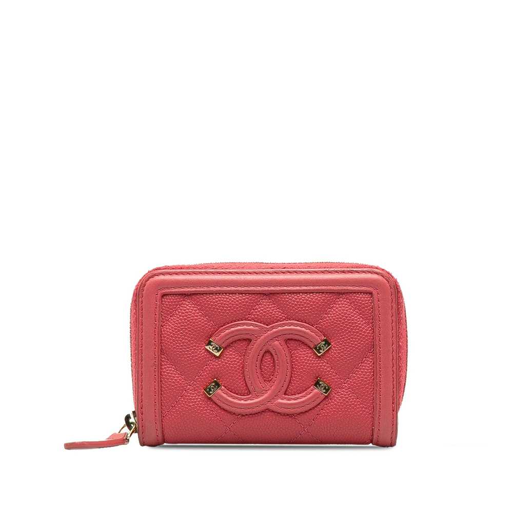 Product Details Chanel Coral Pink CC Caviar Zip A… - image 11