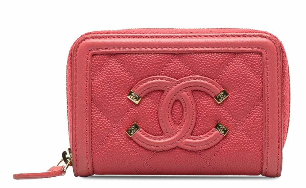 Product Details Chanel Coral Pink CC Caviar Zip A… - image 1