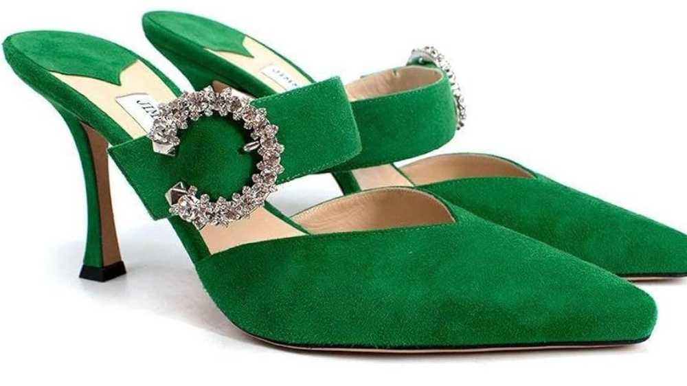 Product Details Jimmy Choo Green Suede Marta 90mm… - image 1