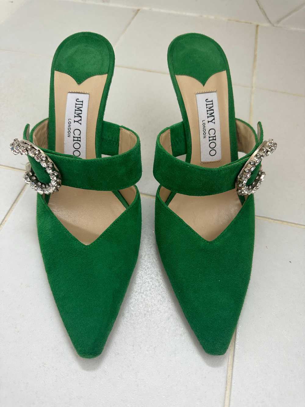 Product Details Jimmy Choo Green Suede Marta 90mm… - image 2