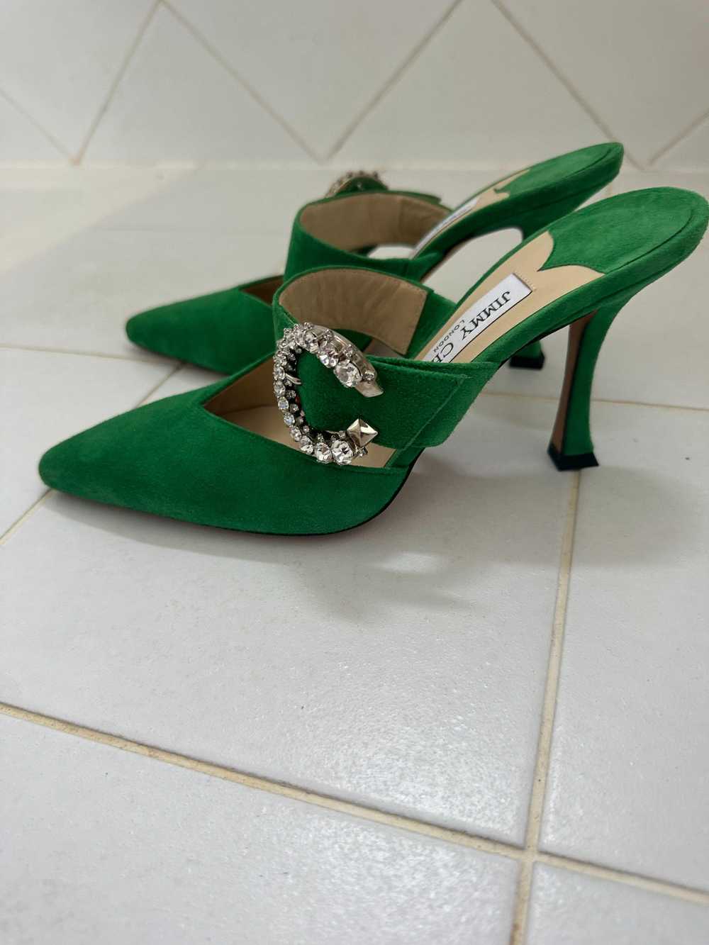 Product Details Jimmy Choo Green Suede Marta 90mm… - image 3