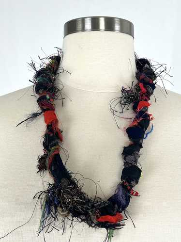 Handmade Black Multi-Color Fabric Necklace