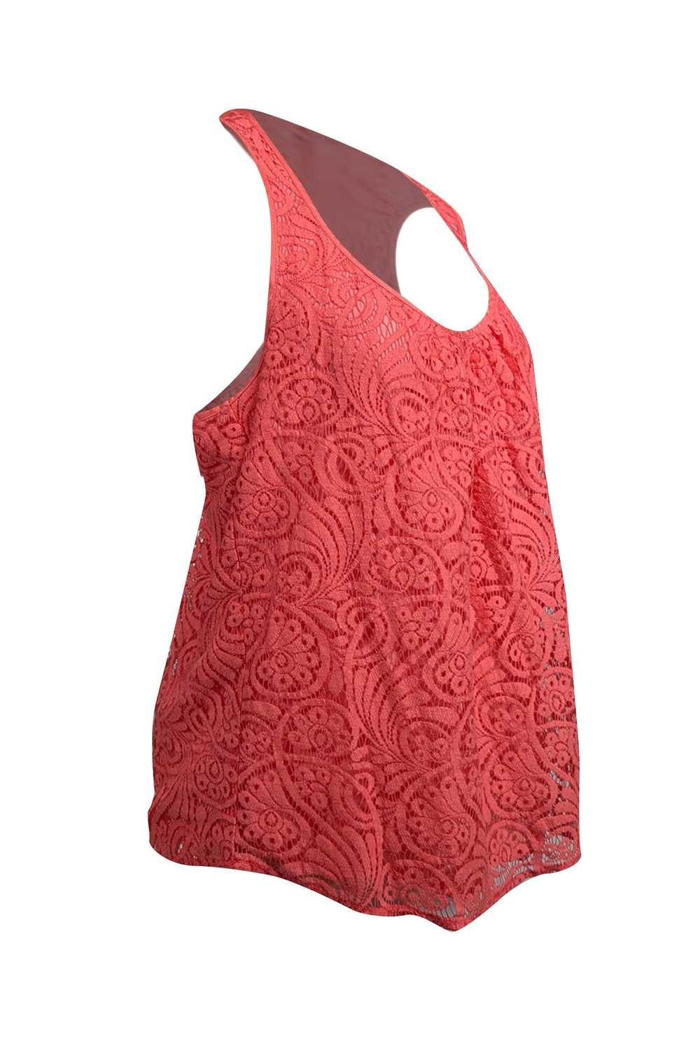 Trina Turk - Coral Pink Lace Racerback Tank Top S… - image 2