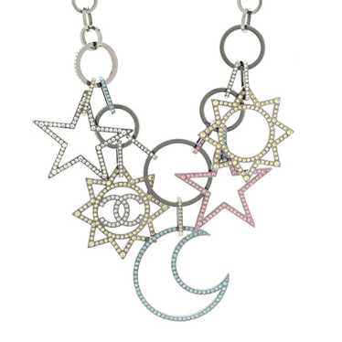 CHANEL Ruthenium Crystal CC Star Moon Star Neckla… - image 1