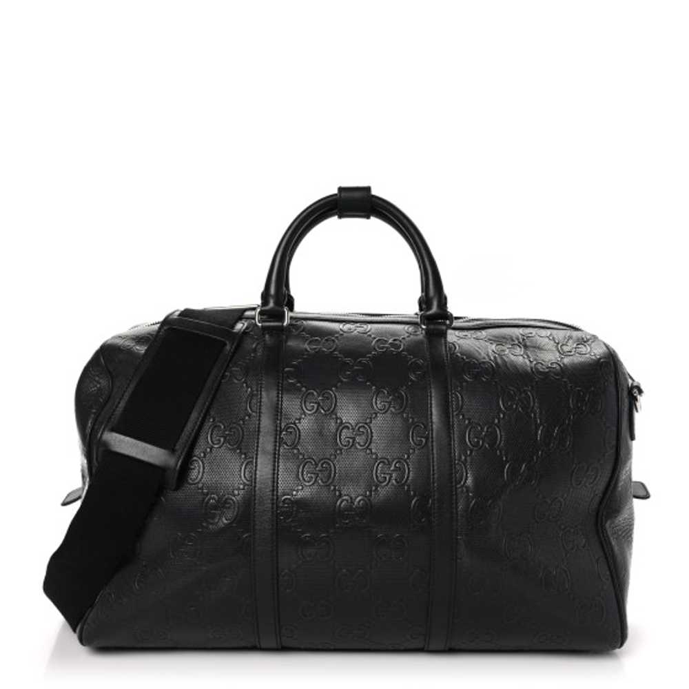 GUCCI Calfskin GG Tennis Embossed Duffle Bag Black - image 1