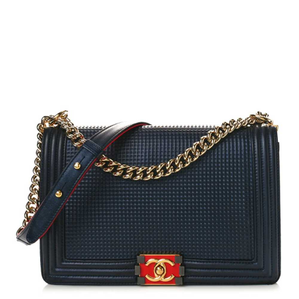 CHANEL Lambskin Embossed New Medium Boy Cube Flap… - image 1