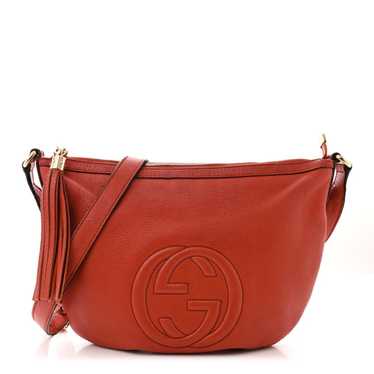 GUCCI Pebbled Calfskin Small Soho Hobo Red