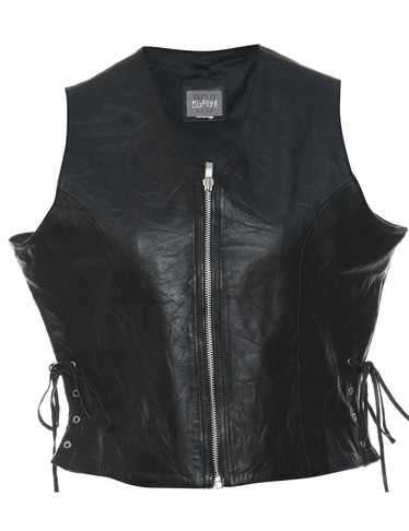 Wilson Leather Black Zip-Front Waistcoat - L - image 1