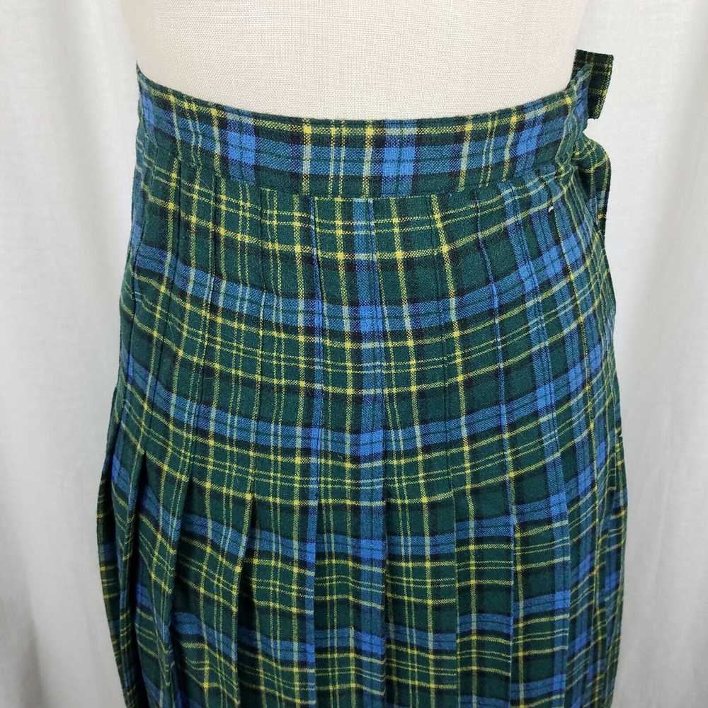 Vintage Vtg Crazy Horse Wool Tartan Plaid Pleated… - image 2