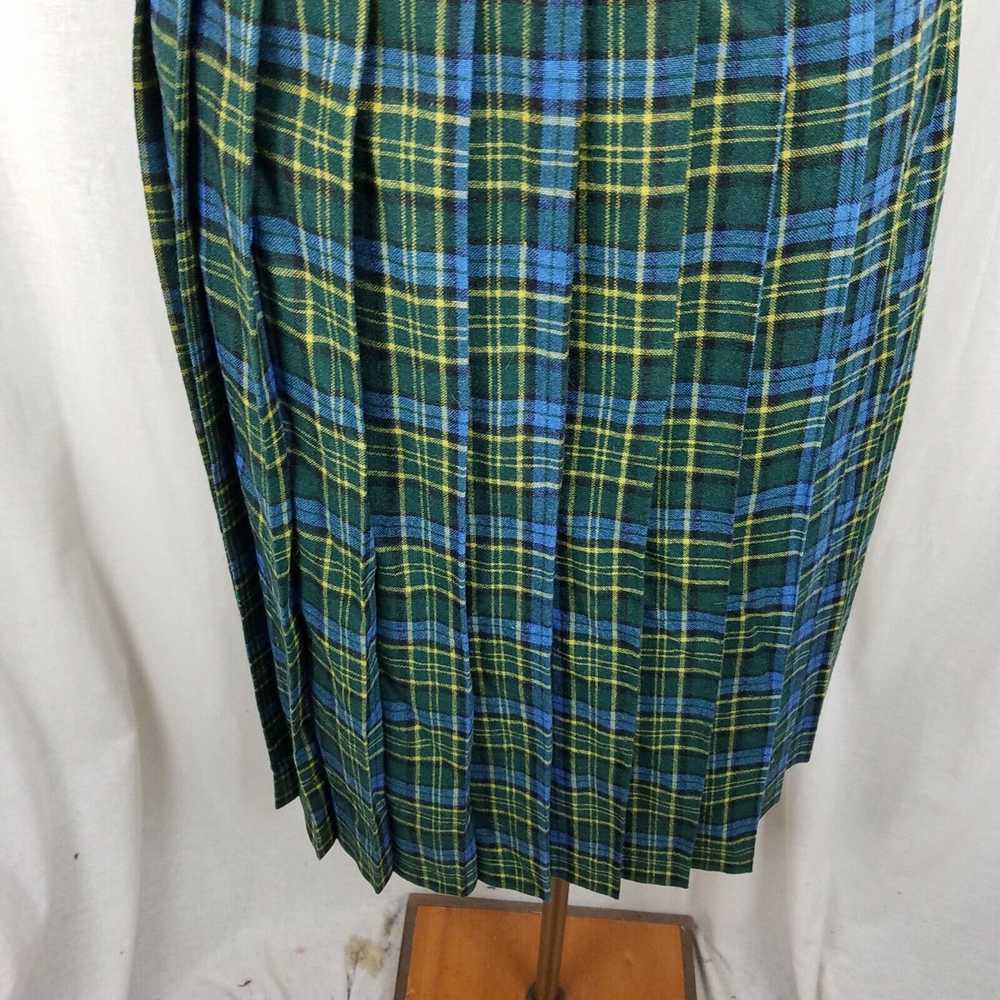 Vintage Vtg Crazy Horse Wool Tartan Plaid Pleated… - image 3