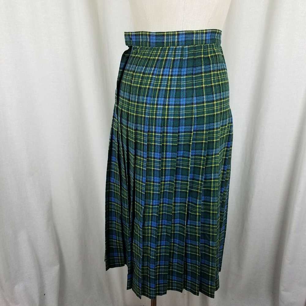 Vintage Vtg Crazy Horse Wool Tartan Plaid Pleated… - image 4