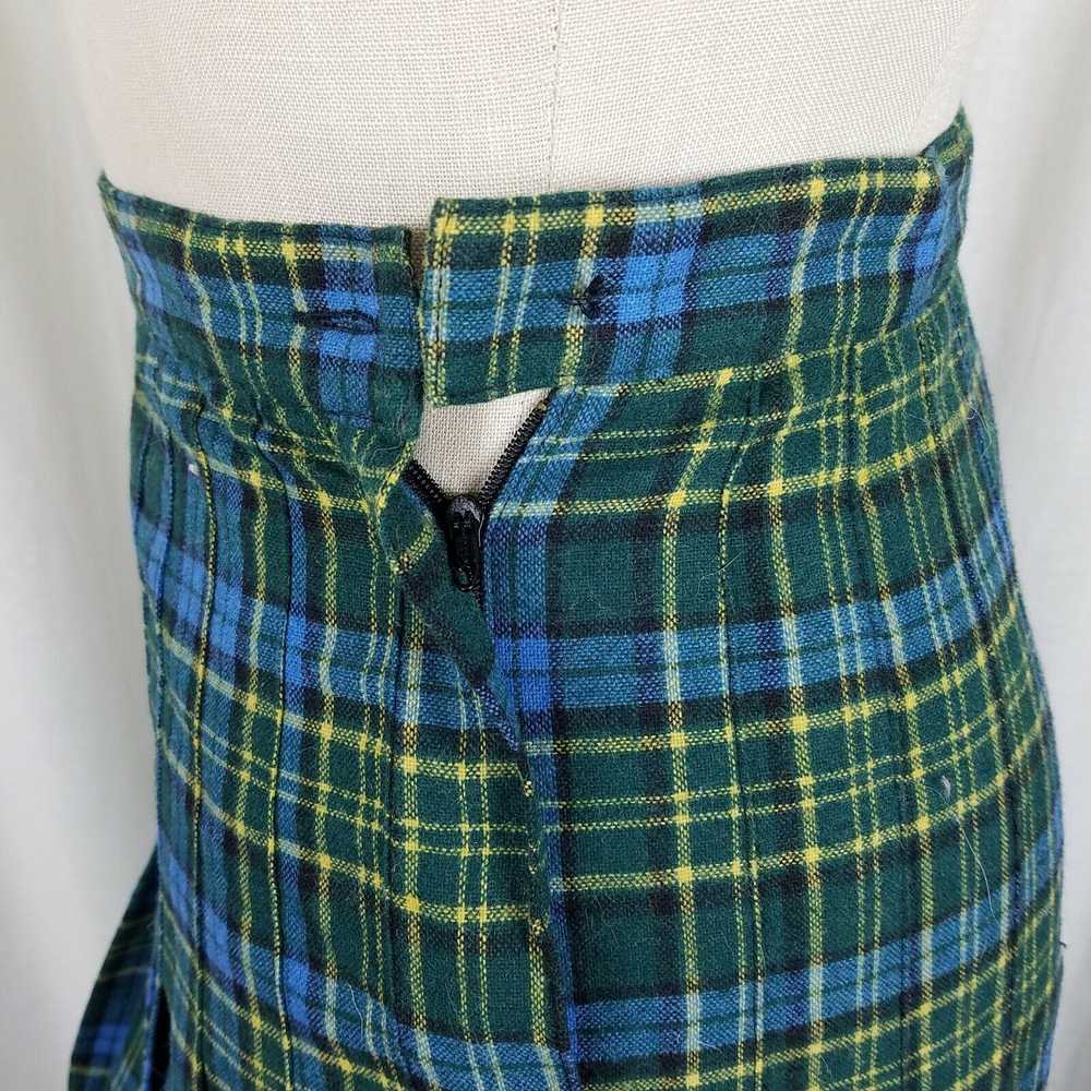 Vintage Vtg Crazy Horse Wool Tartan Plaid Pleated… - image 6