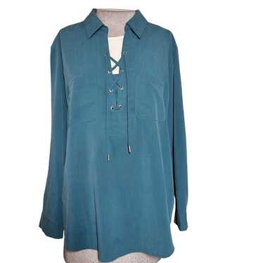 Chicos Chicos Green Faux Suede Blouse Size XL