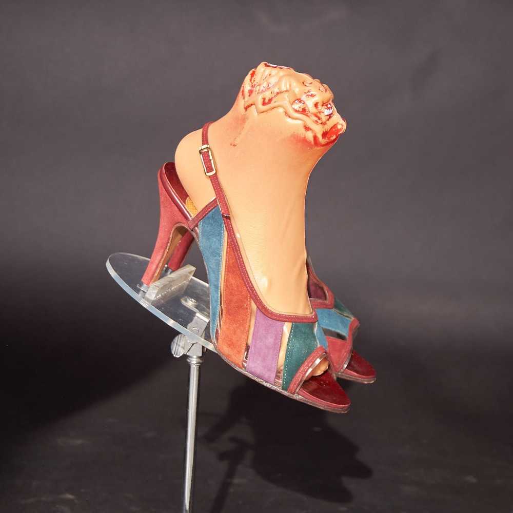 Vintage 1950s D’Antonio Peep Toe Clear and Suede … - image 1