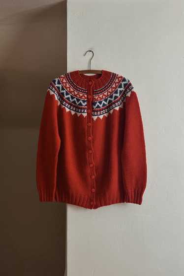 1970's FAIR ISLE HAND KNIT WOOL CARDIGAN